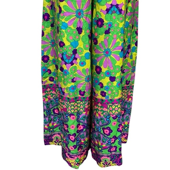 Vintage Alex Coleman 70s Floral Wide Leg High Waist Pants Size 6 - Picture 8 of 9